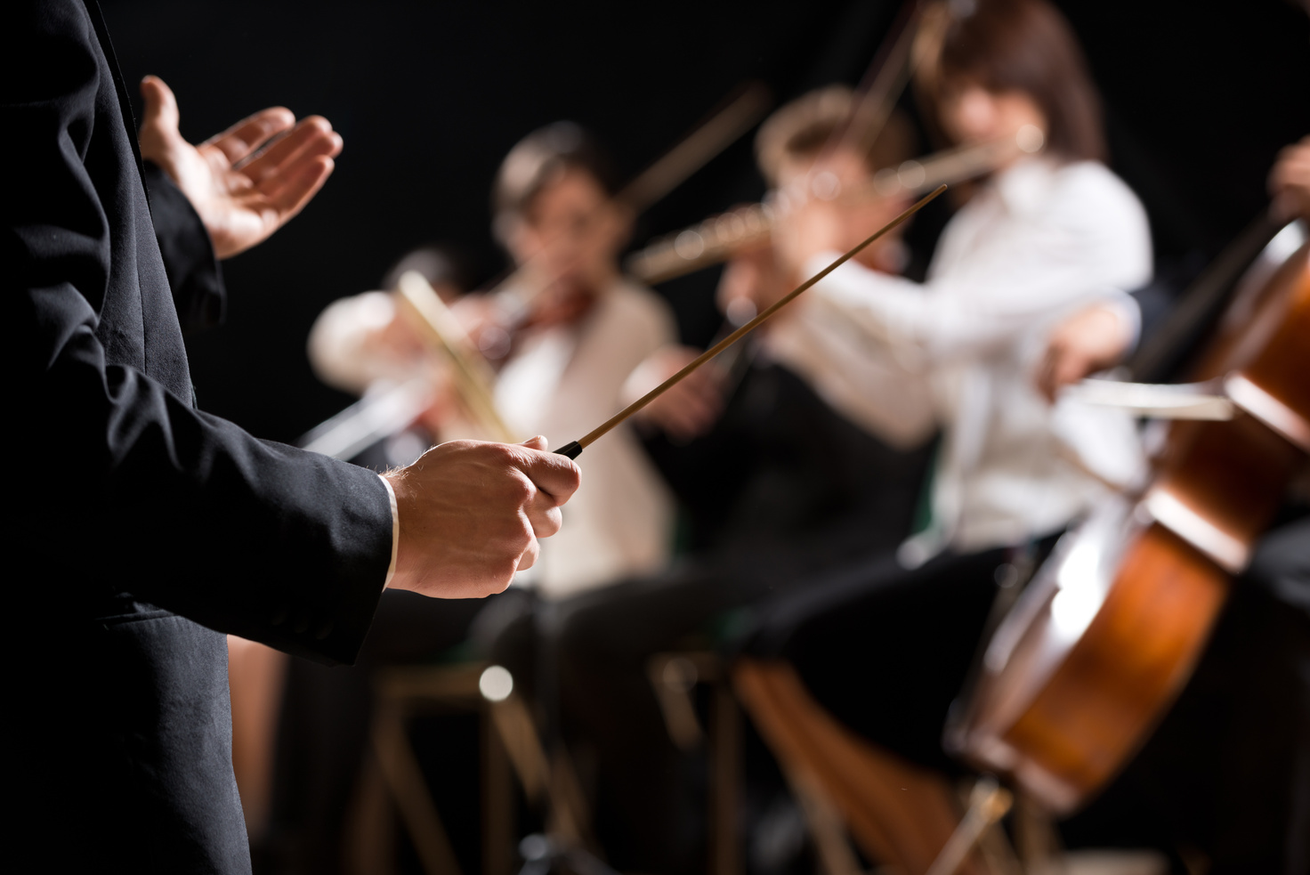 Orchestra conductor on stage